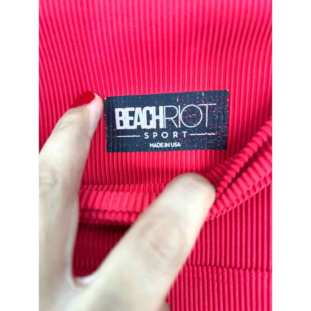 Beach Riot Size S Red Ribbed Stretch Designer Activewear Set - Picture 6 of 6